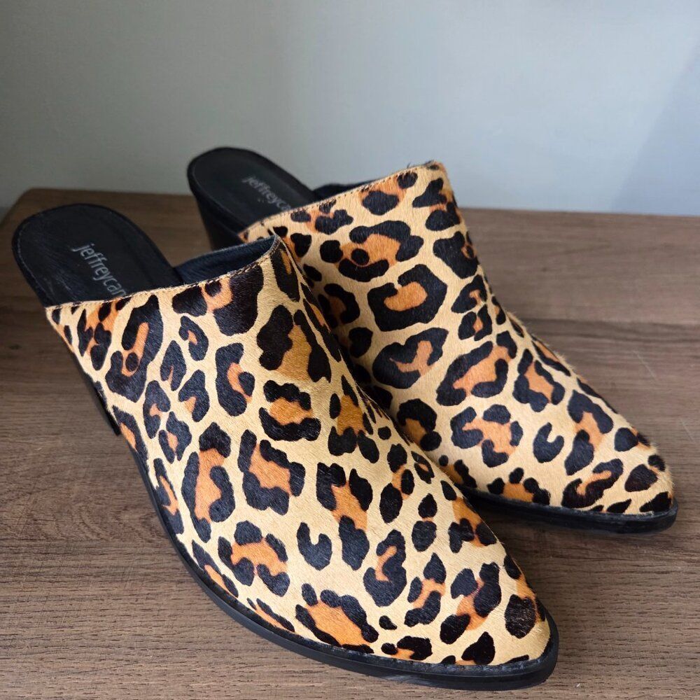 EUC JEFFREY CAMPBELL GENUINE LEATHER UPPER ANIMAL PRINT POINTY HEELED MULES 9.5 - Picture 3 of 15